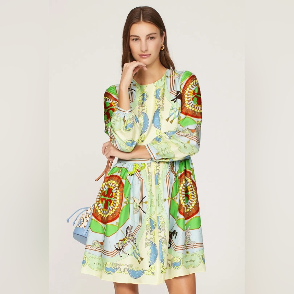 Tory Burch printed carousel dress silk twill printed 12 mini tunic $698